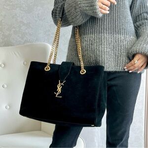 Authentic- Yves Saint Laurent Black Tote with Gold Accents
